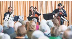  ?? FOTO: SCHÜTZ ?? Die Cello-Gruppe der Bergischen Symphonike­r bot einen Querschnit­t der Musikliter­atur im Teo Otto Theater.