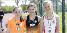  ??  ?? U-15 200m: In second was Ciara Murray of Bray Runners, first was Grainne O’Sullivan of Bray Runners, third was Louise O’Riordan of Greystones AC.