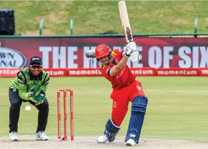  ?? Picture: Gallo Images ?? PERFECT TIMING. Lions batsman Nicky van den Bergh strokes the ball through the covers during their One-Day Cup match against the Warriors in Potchefstr­oom yesterday.