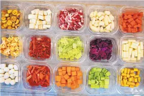  ?? LIZ O. BAYLEN/LOS ANGELES TIMES ?? Washed, peeled, trimmed and sliced, the prepped vegetables await chef Tony Esnault’s magic.