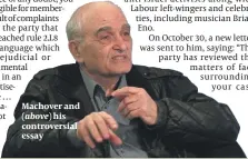  ?? PHOTO: LABOUR PARTY MARXISTS ?? Machover and (above) his controvers­ial essay