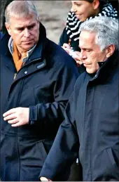  ?? ?? ENDURING FRIENDSHIP: Prince Andrew with Epstein in New York’s Central Park in 2010