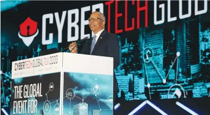  ?? (Courtesy) ?? MARYLAND LT. GOV. Boyd Rutherford addresses the Cybertech Conference in Tel Aviv last week.