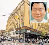  ??  ?? ‘SEX’ ED: David Lo (inset) is the fourth staffer in two years to have an “inappropri­ate relationsh­ip” with a student at Brooklyn Tech HS (above), a probe charges.