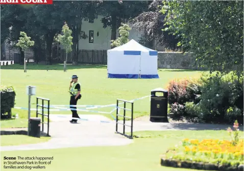  ??  ?? Scene The attack happened in Strathaven Park in front of families and dog-walkers