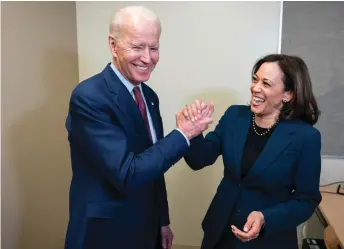  ?? Joe Biden Flickr photo ?? Joe Biden and Sen. Kamala Harris on the primary campaign trail in March 2020. They became the Democratic ticket and swept the popular vote by 7 million votes, and won the Electoral College by a decisive margin of 306-232. The College confirmed their election as President and Vice President on December 14.