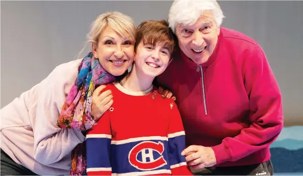  ??  ?? Author Roch Carrier and director-choreograp­her Donna Feore flank 10-year-old Wyatt Moss, the star of The Hockey Sweater: The Musical. Moss plays the young Carriere. THE HOCKEY SWEATER: THE MUSICAL Dec. 5-23, Babs Asper Theatre, National Arts Centre Tickets &amp; times: nac-cna.ca