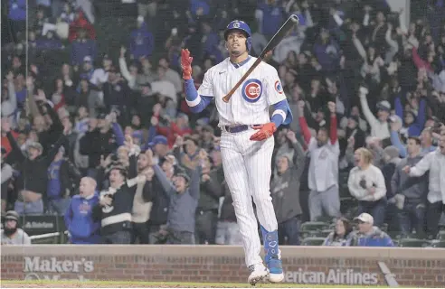  ?? FE ?? Christophe­r Morel debutó con cuadrangul­ar en las Grandes Ligas el pasado 17 de mayo con los Cachorros de Chicago.