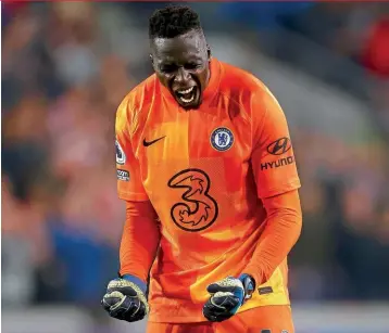  ?? ?? Unbeatable... Mendy celebrates a man-of-the-match display v Brentford