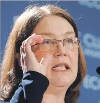  ?? CP PHOTO ?? Health Minister Jane Philpott dicusses the high cost of pharmaceut­icals during a speech to the Economic Club of Canada in Ottawa Tuesday.