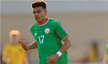  ??  ?? Tyreik Wright, who is on loan at Walsall from Aston Villa, in action for an Ireland youth team. The winger is the latest player to receive racist abuse on social media. Photograph: Nigel French/PA