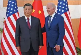  ?? (AFP) ?? US President Joe Biden and China's President Xi Jinping meet on the sidelines of the G20 Summit in Nusa Dua on the Indonesian resort island of Bali on Monday