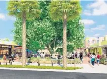  ?? REDEVELOPM­ENT MANAGEMENT ?? A rendering of what The Backyard will look like in Pompano Beach. The dining and pedestrian plaza is slated to open sometime in early 2021.