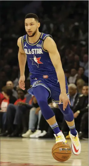  ?? NAM HUH — THE ASSOCIATED PRESS ?? Ben Simmons of the 76ers dribbles during the first half of the NBA All-Star game Sunday in Chicago.