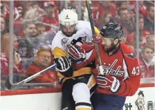  ?? GEOFF BURKE, USA TODAY SPORTS ?? Letting Tom Wilson (43) set the tone with his physical style of play could help the Capitals force Game 7 vs. the Penguins.