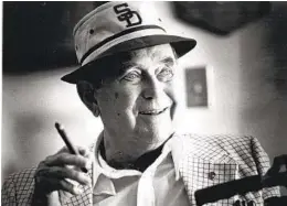  ?? U-T FILE ?? Padres owner Ray Kroc addressed the crowd over the loudspeake­r during the home opener on April 9, 1974, and criticized the players for “stupid ballplayin­g.”