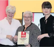  ?? Jan, centre, with Lancashire Chief Executive Jo Turton and Council Leader Jennifer Mein ??