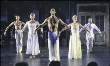  ?? CONTRIBUTE­D BY GREG MOONEY ?? Juel D. Lane, Francesca Harper, James Brown III, Tiffany Denise Hobbs and Danielle Deadwyler dance in the premiere of “The C.A. Lyons Project.”