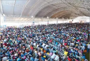  ??  ?? This is one of the 36 huge tents set up during the 18th Kabayan Ko, Kapatid Ko evangelica­lmedical mission of the INC in La Union last Oct. 5 where about 1.4 million people came, based on police estimates.