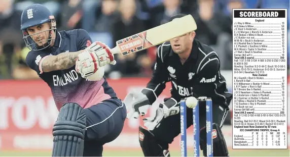  ??  ?? Alex Hales hits out for England against New Zealand.