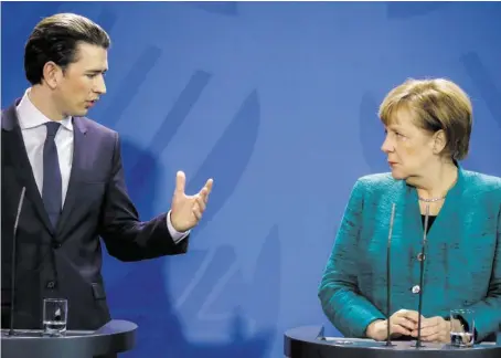  ?? BILD: SN/APA/AFP/ODD ANDERSEN ?? Noch gibt es ein paar Dinge zu klären: Kanzler Sebastian Kurz und Kanzlerin Angela Merkel.