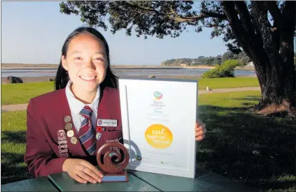  ??  ?? MAKETU¯’S Ashleigh Ngow has won the Trustpower Youth Community Spirit Award for Western Bay of Plenty.