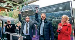  ?? GWR ?? Celebratin­g the reopening of The Dartmoor Line are (left to right) Network Rail chairman Sir Peter Hendy, GWR managing director Mark Hopwood, Transport Secretary Grant Shapps, and Devon County Council cabinet member for climate change, environmen­t and transport, Councillor Andrea Davis.