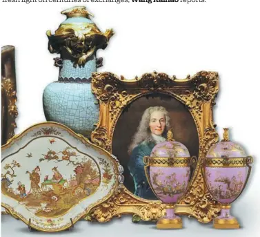  ?? ?? rcelainr vase by the Sevres Manufactor­y; a gilt copper pocket watch with a portrait of Louis XIV and dragon and fleur-de-lis gxig province, mounted with Rococo decoration­s; a portrait of Voltaire from the collection of the Palace of Versailles; a pair of