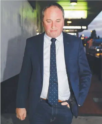  ?? Picture: HOLLIE ADAMS/THE AUSTRALIAN ?? National Party Leader Barnaby Joyce leaving the Party’s NSW branch general meeting in Armidale on Wednesday evening.