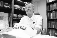  ?? STEPHEN M. DOWELL/ORLANDO SENTINEL ?? Fans can tune in to 104.1 FM for all of the game action as head coach Steve Spurrier and his Orlando Apollos compete in their inaugural season.