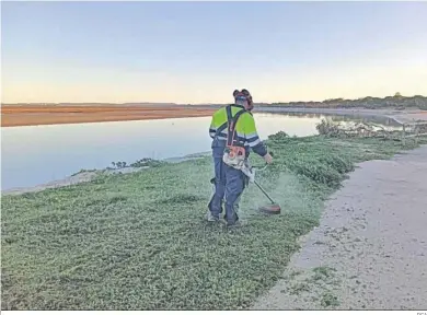  ?? DCA ?? Trabajos de limpieza en el borde litoral del Río San Pedro.