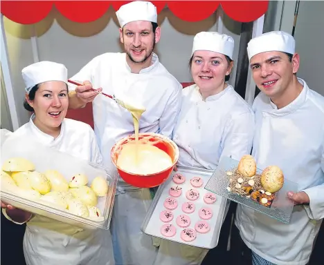  ??  ?? LIFE is pretty sweet at the moment for a group of students at D&A College.
The four patisserie and confection­ery students have been granted Hospitalit­y Industry Trust (Hit) Scotland bursaries to take part in a two-day workshop to be held at Gleneagles...