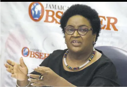  ?? Observer Monday Exchange (Photo: Naphtali Junior) Jamaica ?? Political Ombudsman Donna Parchment Brown gesticulat­es while addressing this week’s on the issue of election campaign parapherna­lia left on display long after the vote.