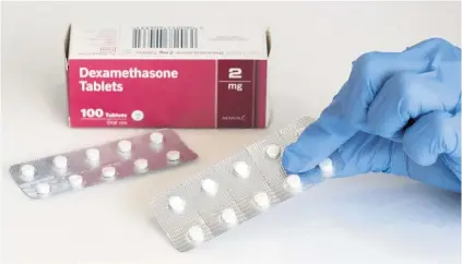  ??  ?? Steroid The drug dexamethas­one is one of two medicines that taken together increase recovery chances in COVID-19 cases