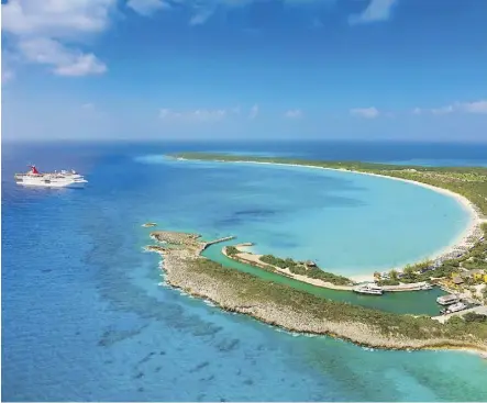  ?? CARNIVAL CRUISE LINE ?? Carnival Elation’s destinatio­ns include Half Moon Cay, where cruisers can delight in the brilliant blue waters, white sandy beaches and a range of activities — or blissful relaxation.