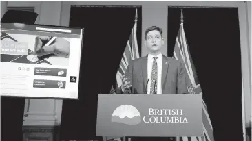  ??  ?? Attorney General David Eby speaks to reporters following the launch in November of the public-engagement program for the provincial referendum on electoral reform.