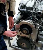  ??  ?? RIGHT A higheffici­ency Lynch electric motor is connected by a belt to the gearbox and will double as a 10kW generator