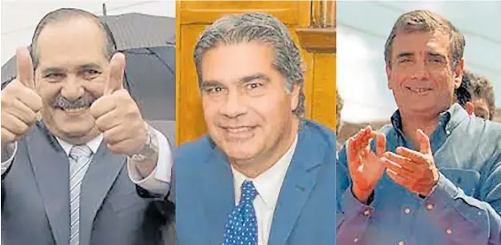  ?? ?? Perpetuado­s en el poder. José Alperovich, Jorge Capitanich y Ramón Saadi, tres ejemplos de líderes provincial­es que duraron años en sus cargos.
