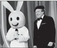  ??  ?? The Gong Show host Tommy Maitland introduces Snax the Funny Bunny to the audience.