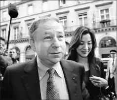  ??  ?? File photo shows Jean Todt and wife Tan Sri Michelle Yeoh. — AFP photo