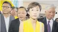  ?? PHOTO: AP ?? Occupy Central leaders (from left) Chan Kinman, Benny Tai, Tanya Chan and Chu Yiuming enter a court in Hong Kong yesterday.