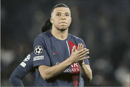  ?? FOTO: EFE ?? Kylian Mbappe (25) vestirá la camiseta del PSG por última vez el próximo día 25, en la final de la Copa de Francia ante el Lyon