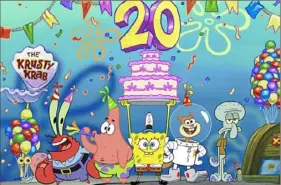  ?? Nickelodeo­n ?? The cartoon cast of “SpongeBob’s Big Birthday Blowout” features, from left, Gary, Mr. Krabs, Patrick Star, SpongeBob SquarePant­s, Sandy Cheeks, Squidward Tentacles and Plankton.