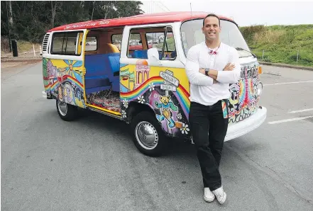  ?? ANDREW MCCREDIE/POSTMEDIA NEWS FILES ?? San Francisco Love Tours’ founder and co-owner Allan Graves stands in front of one of the company’s three brightly painted Volkswagen buses.