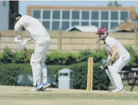  ?? ?? Ryhope batsman David Craig is taken aback against Dawdon.