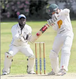  ?? Picture: Sean Aidan FM14063702 ?? Folkestone No.5 Leon Morgan during his unbeaten 39 against Upchurch at Holywell Meadow