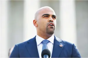  ?? (Mandel Ngan/afp/getty Images/tns) ?? Representa­tive Colin Allred, D- TX, speaks in front of the US Supreme Court during an event April 2, 2019, to call for the protection of affordable healthcare for those with preexistin­g conditions in Washington.