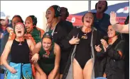  ??  ?? The Portervill­e High School squad celebrates after defeating Redwood High School, 10-7, Saturday, Nov. 10, 2018 in the CIF Central Section Division II final match at California State University, Fresno.