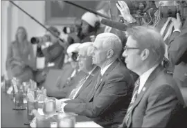  ?? Manuel Balce Ceneta Associated Press ?? THE OFFICE of Vice President Mike Pence, second from right, denies the delay was due to hostile reaction to U.S. recognitio­n of Jerusalem as Israel’s capital.