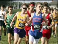  ?? RANDY MEYERS — FOR THE MORNING JOURNAL ?? Runners make the turn during the first half of the boy’s race at the Open Door Invitation­al at LCCC on Sept. 14.